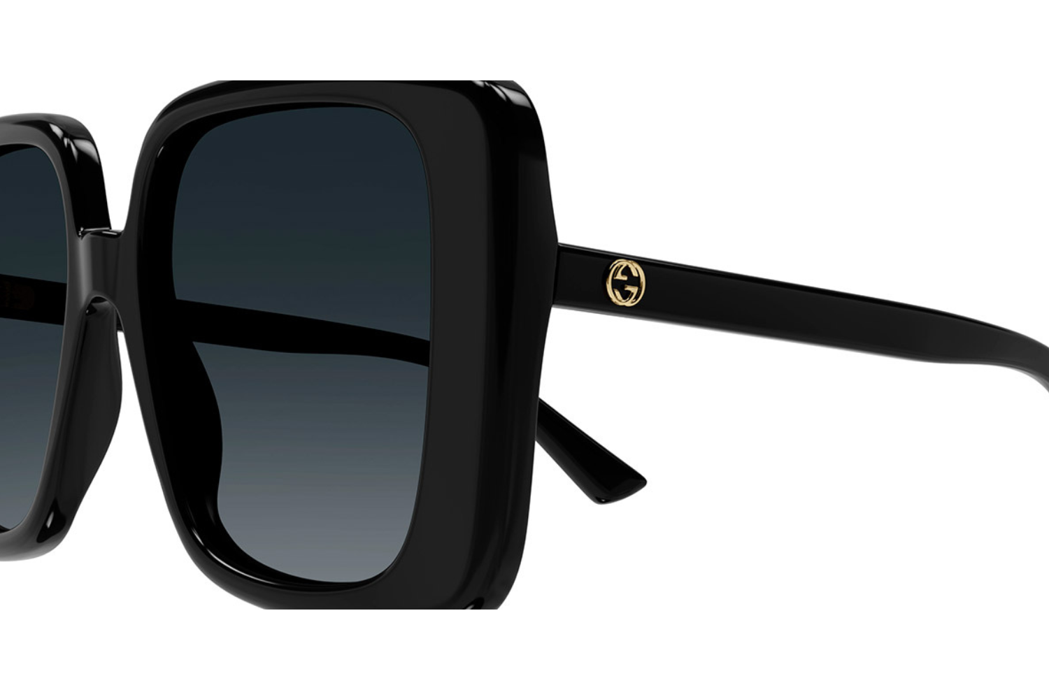 Gucci Black/Gray GG Logo Oversized Square-frame Acetate Women's Sunglasses  at FORZIERI